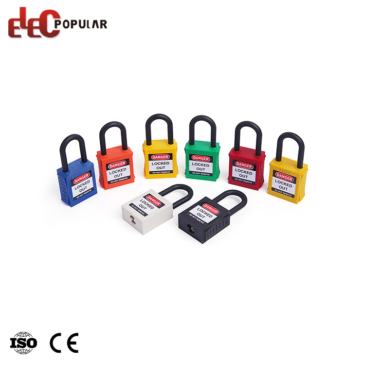 Elecpopular تصميم جديد متعدد الألوان عالية الأمن العزل القيد سلامة قفل مع مفتاح